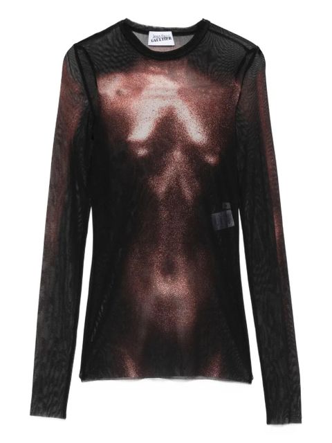 Jean Paul Gaultier mesh body-print top - Black - zdjęcie produktu nr 1