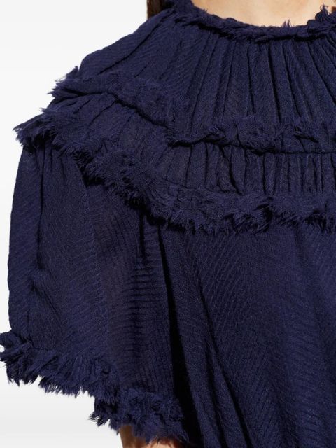 Ulla Johnson Ayan ruffled fringed dress - Blue