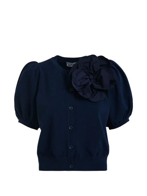 Essentiel Antwerp flower-brooch puffed-sleeve cardigan - Blue - zdjęcie produktu nr 1