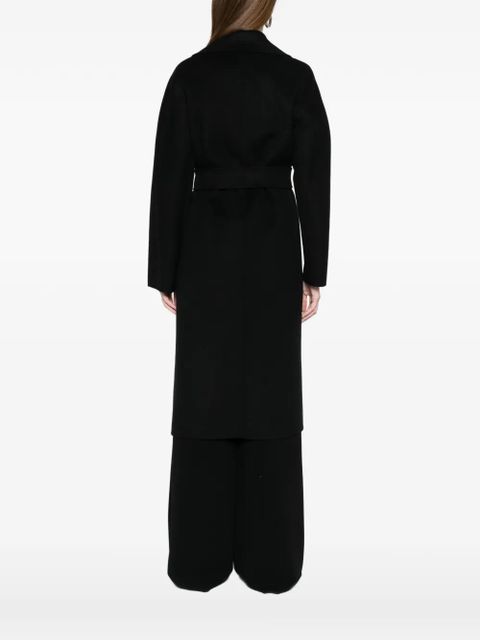 Max Mara wraparound belt virgin wool coat - Black