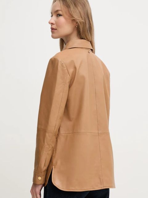 Pedro del Hierro kurtka skórzana kolor brązowy przejściowa 5499140