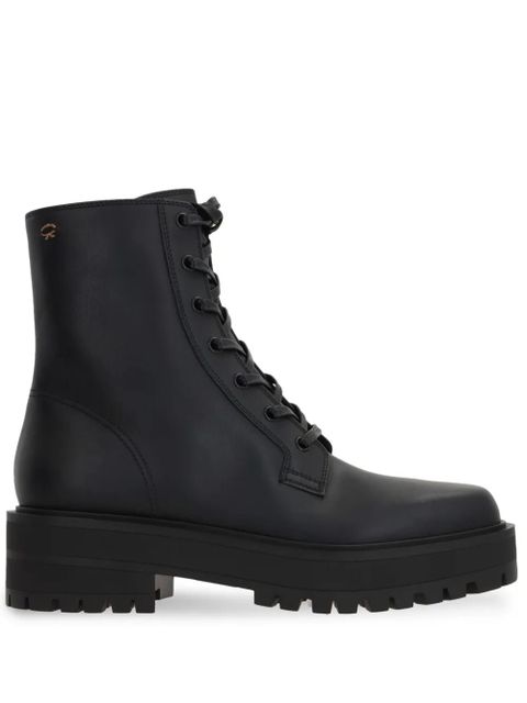 Gianvito Rossi embroidered-logo leather boots - Black - zdjęcie produktu nr 1