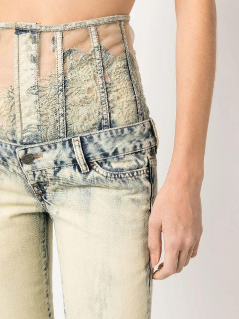Diesel lace-high-waist flared jeans - Neutrals