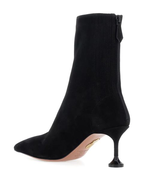 Aquazzura pointed toe zip suede boots - Black