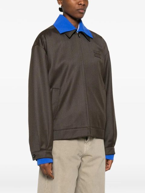 Miu Miu logo-embroidered jacket - Brown