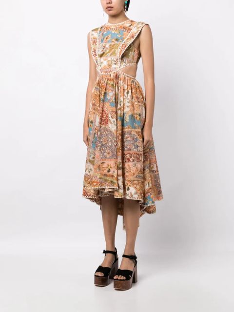 ZIMMERMANN Chintz floral-print sleeveless midi dress - Orange