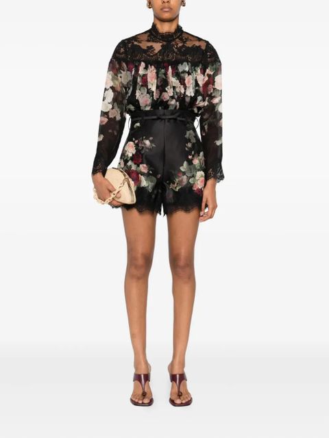 ZIMMERMANN lace-trimmed floral blouse - Black