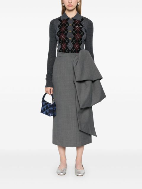 GANNI knitted polo top - Grey