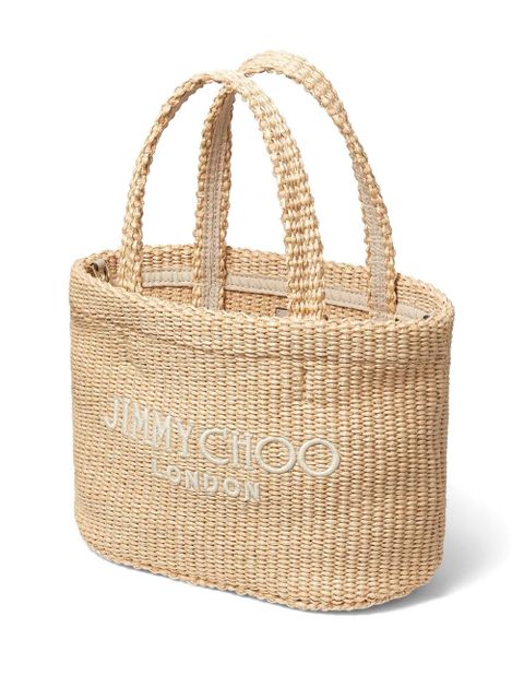 Jimmy Choo mini logo-embroidered beach bag - Neutrals