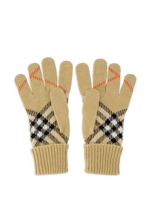 Burberry check ribbed gloves - Neutrals - zdjęcie produktu nr 2