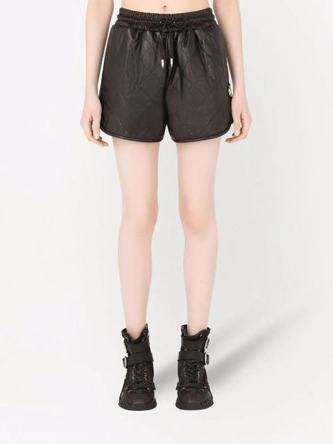 Dolce & Gabbana quilted leather track shorts - Black