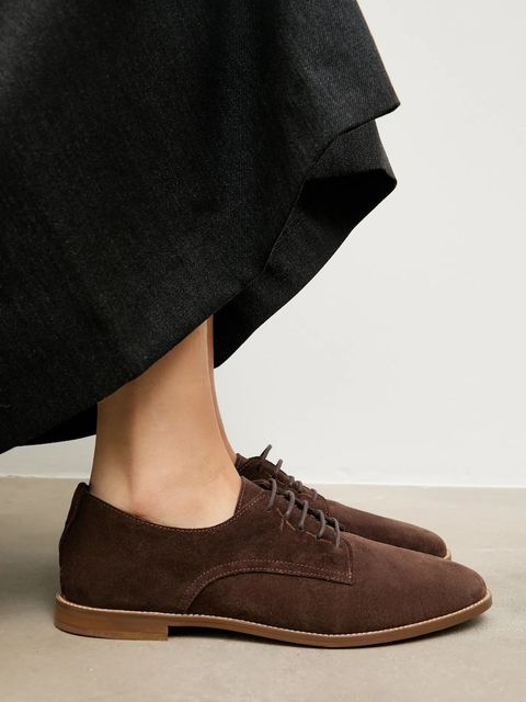 Answear.LAB półbuty zamszowe damskie kolor brązowy na płaskim obcasie - zdjęcie produktu nr 2