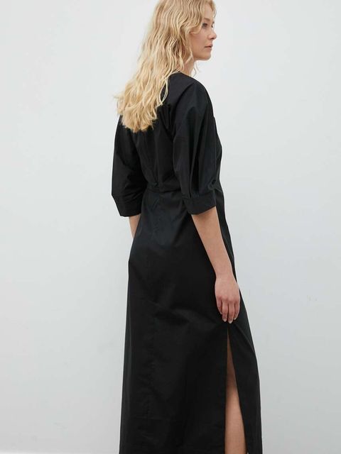 Day Birger et Mikkelsen sukienka bawełniana Megan kolor czarny midi prosta