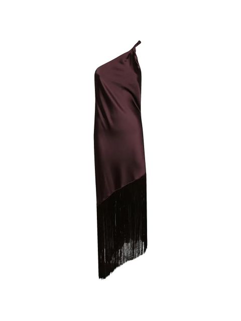 PINKO fringe-trim one-shoulder midi dress - Purple - zdjęcie produktu nr 1