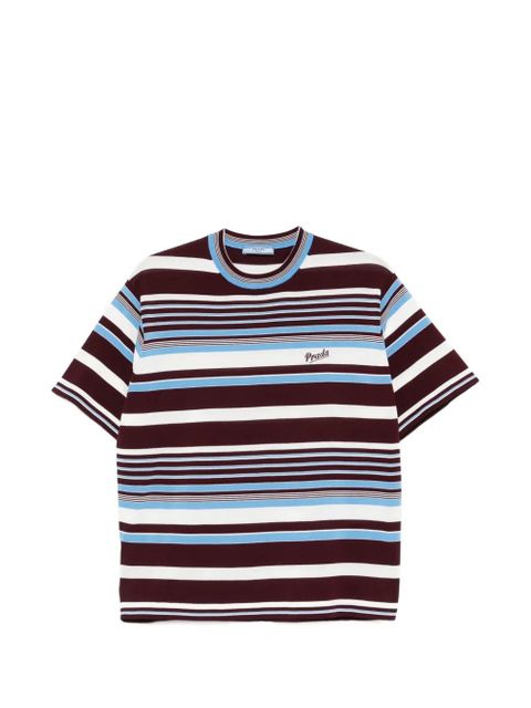 Prada striped embroidered T-shirt - Brown