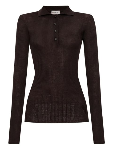 Moncler ribbed polo top - Brown - zdjęcie produktu nr 1