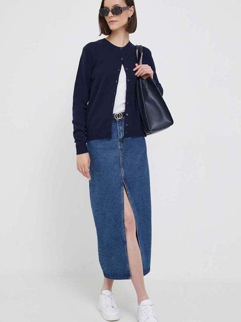 United Colors of Benetton kardigan wełniany kolor granatowy lekki - zdjęcie produktu nr 1