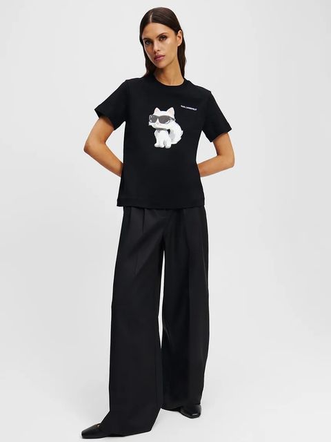 Karl Lagerfeld t-shirt bawełniany IKON AQUARELLE damski kolor czarny A2W17119