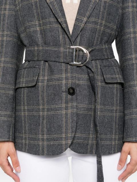 Maje checked belted blazer - Grey
