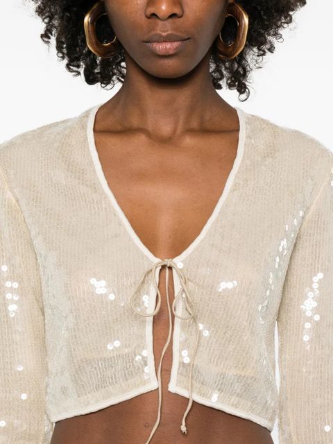 Oséree Marylin sequin tie top - Neutrals