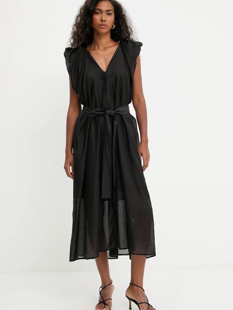 Answear.LAB sukienka kolor czarny midi oversize