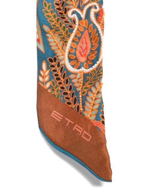 ETRO paisley-pattern beaded-fringe neckerchief - Brown - zdjęcie produktu nr 2