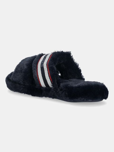 Tommy Hilfiger kapcie HILFIGER FUR SLIPPER kolor granatowy FW0FW08854 - zdjęcie produktu nr 2