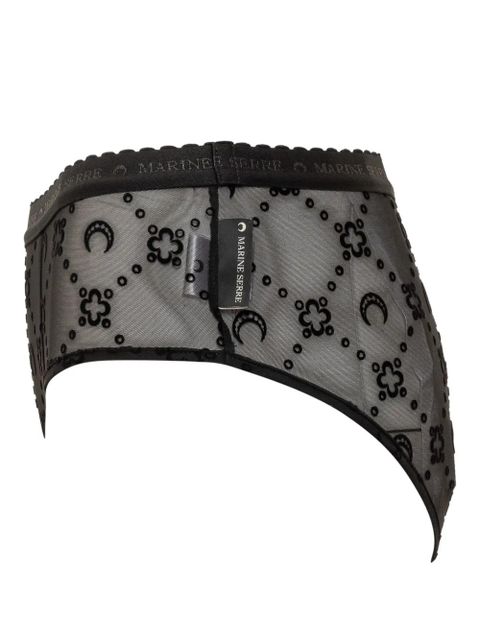 Marine Serre Slip in Rete Flock Moonogram brief - Black