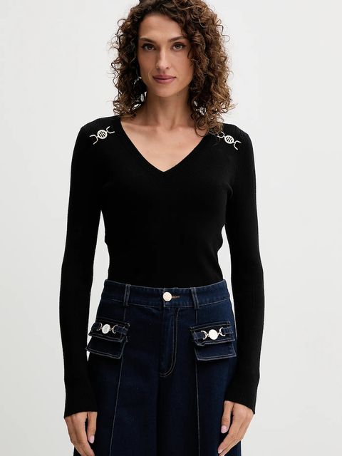 Fracomina sweter damski kolor czarny lekki FR25WT7025K43301 - zdjęcie produktu nr 1