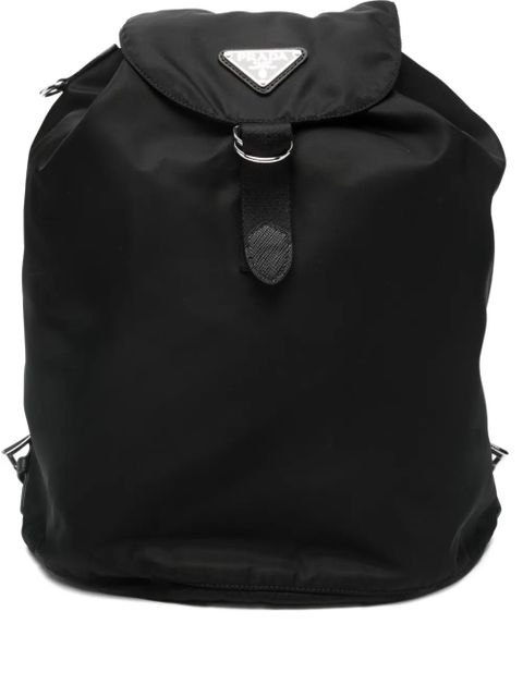 Prada logo plaque drawstring backpack - Black - zdjęcie produktu nr 1