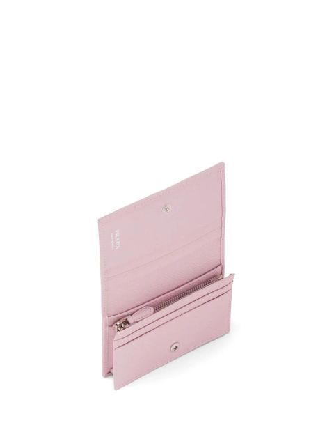 Prada logo-plaque leather wallet - Pink