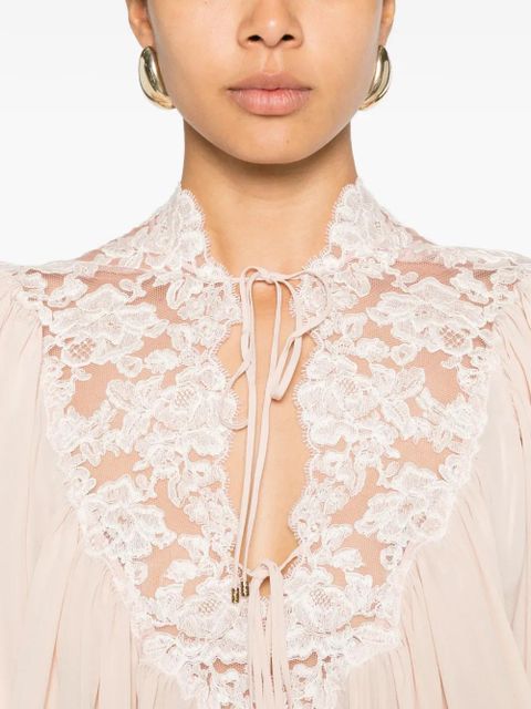 Chloé lace-trim blouse - Pink