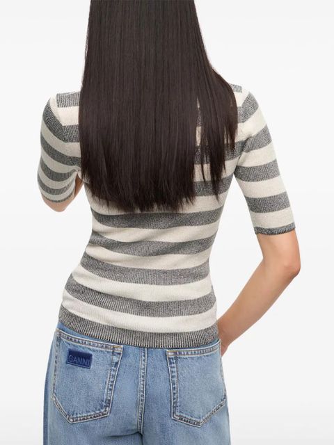 GANNI striped top - Grey