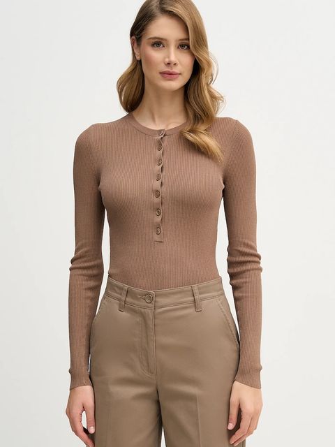 Sisley sweter damski kolor brązowy lekki 19EQM2024 - zdjęcie produktu nr 1