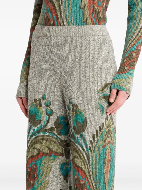 ETRO ribbed paisley-print trousers - Grey