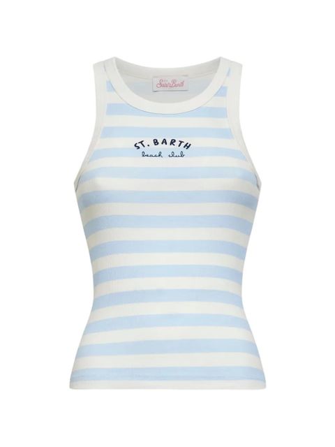 MC2 Saint Barth striped embroidered-logo cotton top - Blue - zdjęcie produktu nr 1