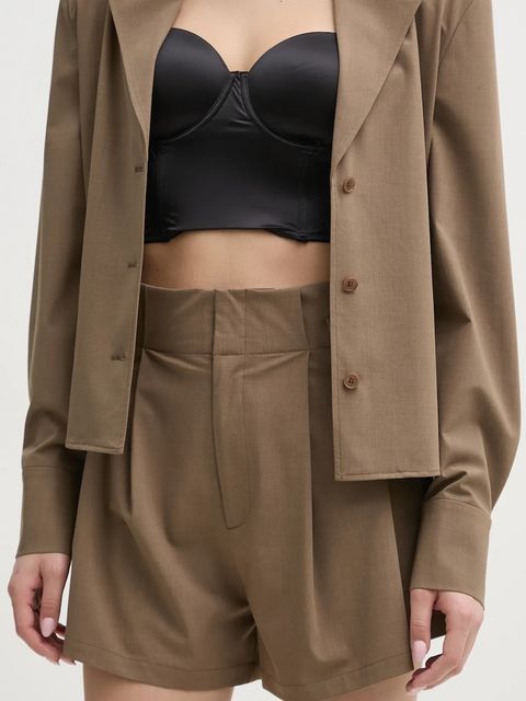 ISABELLE BLANCHE szorty damskie kolor beżowy gładkie high waist IS25SS-P019-T003 - zdjęcie produktu nr 1