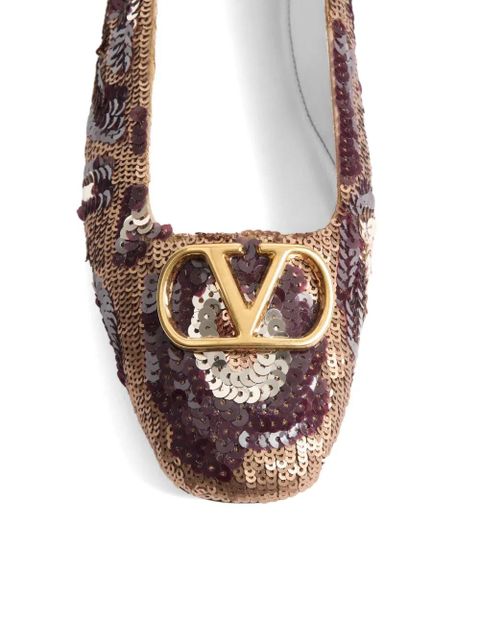 Valentino Garavani VLogo Signature ballerinas with animalier-print - Gold