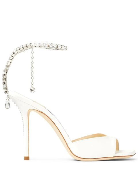 Jimmy Choo Saeda 100mm crystal-strap sandals - White - zdjęcie produktu nr 1