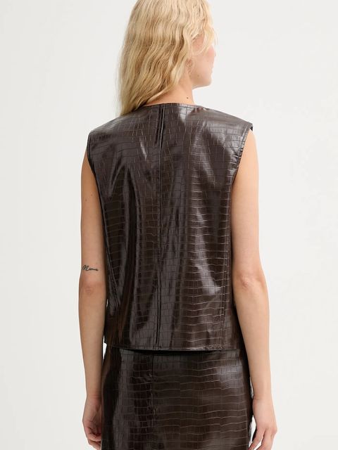 ISABELLE BLANCHE kamizelka kolor brązowy jednorzędowa IS25FW-C027-T006