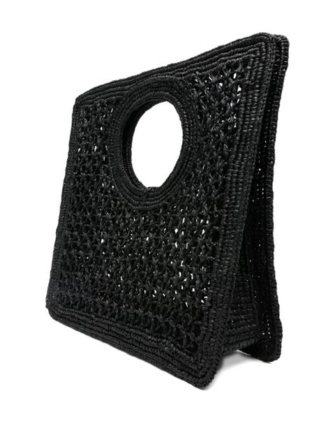 Jacquemus circular-handle raffia tote bag - Black