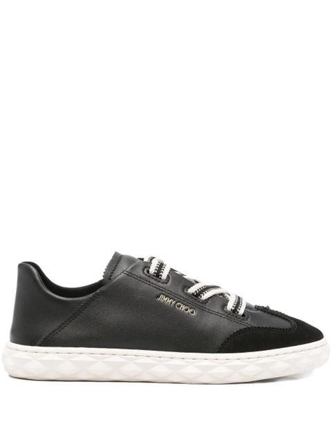 Jimmy Choo Diamond Light Flex leather lace-up sneakers - Black - zdjęcie produktu nr 1