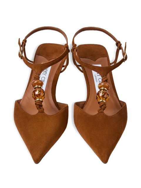 Jimmy Choo Lauri bead-embellished pumps - Brown