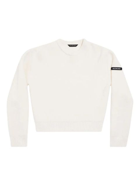 Balenciaga logo-patch stretch-wool jumper - White - zdjęcie produktu nr 1
