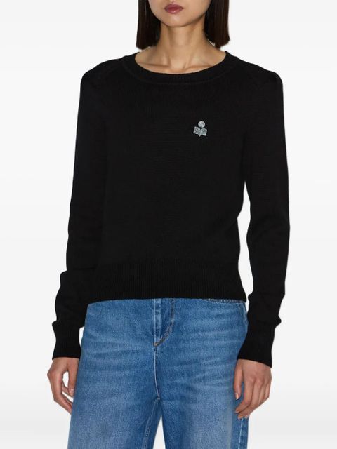 MARANT ÉTOILE Abelle gathered-sleeves embroidered-logo sweater - Black