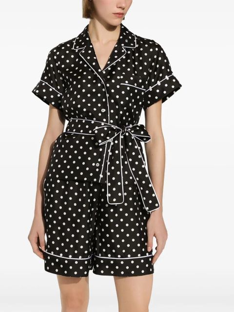Dolce & Gabbana polka-dot silk twill shorts - Black - zdjęcie produktu nr 2