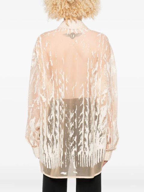 Diesel abstract-print long-sleeve blouse - Neutrals