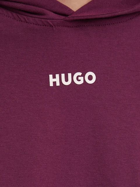 HUGO bluza lounge kolor fioletowy z kapturem gładka 50490594