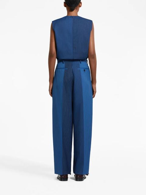 Marni pinstriped straight-leg trousers - Blue