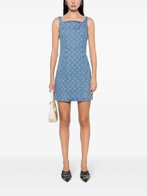 Marine Serre Crescent-Moon-print mini dress - Blue